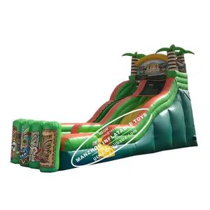 Thương mại <span class=keywords><strong>Tiki</strong></span> đảo màu xanh lá cây nhiệt đới cây cọ Bouncer trượt sân sau <span class=keywords><strong>Inflatable</strong></span> khô trượt cho trẻ em Người lớn - Product Image 1