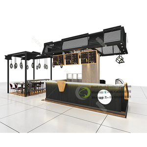 Moda de madera Snack centro comercial quiosco diseño café escaparate personalizado burbuja té quiosco para la venta - Product Image 1