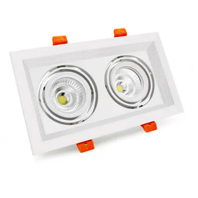 LED Grill Light 7/15/20W Simple Double Three Heads Black/White Square Recessed Rotary Commercial Fixture COB Spotlight