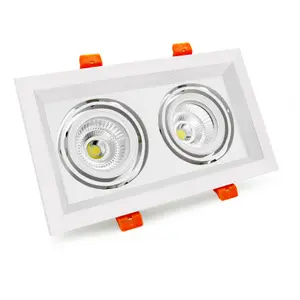 Led Grill Licht 7/15/20W Eenvoudige Dubbele Drie Hoofden Zwart/Wit Vierkant Verzonken Roterende Commerciële armatuur Cob Spotlight