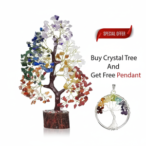 Seven <b>Chakra</b> Bonsai Crystal <b>Tree</b> Gemstone Life Pendant Necklace 300 Chips Feng Shui India Home Decoration 10-12 Inch - Product Image 1