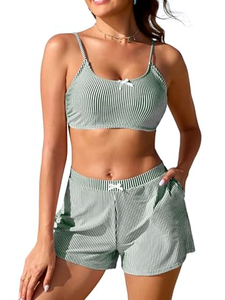 <b>White</b> Black Striped 2 Piece <b>Bikini</b> Shorts 2026 Fashion High Cut Backless Seaside Swimsuit - Product Image 3