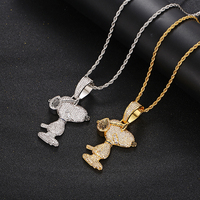 Iced Out Snoopy Anhänger-Halskette, VVS Moissanit/CZ Hip-Hop-Schmuck, 18K Vergoldeter KUPFER Rapper-Anhänger für Männer & Frauen