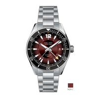 Montre Automatique en Acier Personnalisée de Style Homme avec Bracelet en Métal, Saphir, Mouvement NH34 GMT, Argentée et Étanche pour Hommes