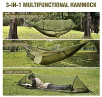 Hamac de camping 2-en-1 avec moustiquaire, lit suspendu ultraléger en nylon parachute