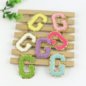 En stock, plusieurs couleurs, patchs de lettres en sequins brodés en PVC chenille de 6,5 cm à thermocoller pour chapeaux et vêtements - Product Image 3