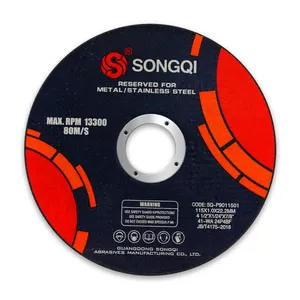 SONGQI 4 1/2 Polegada 115 mm Disco De Corte De Metal Ferramentas Abrasivas Roda De Corte para SS/Ferro com preço de atacado