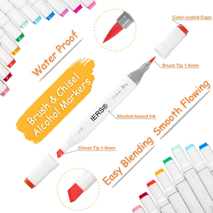Marqueurs à alcool Sketch, ensemble de 6 marqueurs d'art à double pointe, pointes de pinceau estompables pour le dessin, l'esquisse et l'illustration - Product Image 4