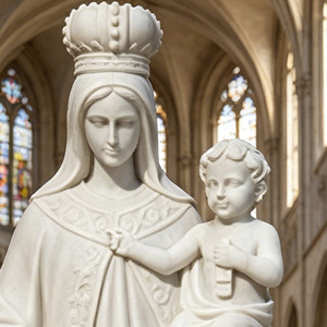 Statue de Notre-Dame du Mont Carmel en marbre blanc, sculpture de la Vierge <span class=keywords><strong>Marie</strong></span> avec l'Enfant <span class=keywords><strong>Jésus</strong></span> sculptée <span class=keywords><strong>à</strong></span> la main pour la décoration d'église - Product Image 6