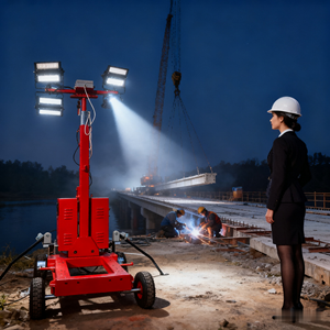 รถพ่วงเฝ้าระวังพลังงานแสงอาทิตย์แบบเคลื่อนที่พร้อมเสาหมุนได้หอคอยไฟพลังงานแสงอาทิตย์พร้อมเสาไฟกล้อง - Product Image 6