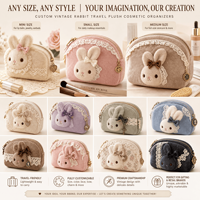 Sac de Cosmétiques OEM ODM Vintage Lapin, Organisateur de Voyage, Cadeau Promotionnel, Peluche Personnalisée, Jouet en Peluche, Logo Personnalisé