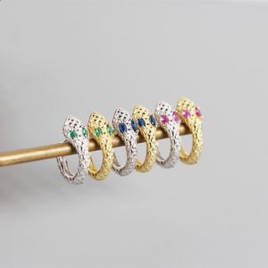 Dylam Minority Personalized Design 925 Sterling <b>Silver</b> Rhodium Plated Snake Shape <b>Hoop</b> Earrings - Product Image 2