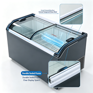 Congelador de Vidrio Curvo con Sistema de Enfriamiento Directo, 2 Puertas Corredizas, Vitrina Comercial para Vegetales Congelados, Supermercado - Product Image 2