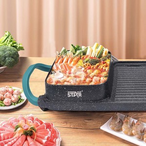 Grill électrique et hot pot 2 en 1 Winning Star avec couvercle, revêtement antiadhésif PTFE, 720x280mm, pour usage intérieur - Product Image 3