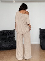 Derniers ensembles de mode printemps-été pour femmes, confortables, décontractés, 2 pièces, longs, à motifs unis, respirants