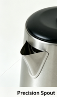 Bouilloire Électrique Sans Fil Portable Trancre en Acier Inoxydable 304, 1500W, 2.5L, Base Rotative à 360 Degrés, Usage Domestique