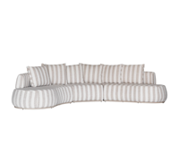 Canapé modulaire d'extérieur en tissu imperméable à rayures sable, canapé de sol profilé, combinaison personnalisée pour patio, villa, jardin, mobilier de salon