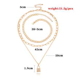 Colgante de bloqueo de diámetro completo de Metal geométrico de joyería transfronteriza europea y americana para mujer de moda multicapa Retro exagerado - Product Image 5