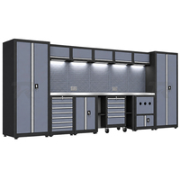 Armoire à outils modulaire pour atelier avec armoires, panneau perforé, éclairage LED, tiroirs mobiles, système complet de rangement d'outils