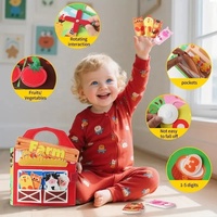 Livre d'activités Montessori en feutre doux, jouet éducatif précoce pour tout-petits, apprentissage de la ferme, tableau d'activités, livre silencieux avec marionnettes à doigts