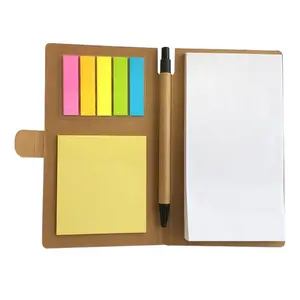 Cubierta de papel Kraft personalizado Juego de papelería Bloc de notas de 5 colores Bloc de notas con bolígrafo