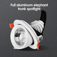 Projecteur mural LED encastré 15W 30W CRI90 80lm/W, lampe de plafond rotative anti-éblouissement profond 15 ° /24 ° /36 Sable blanc + Sable noir