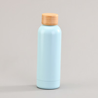 Bouteille d'eau isotherme en acier inoxydable 304 à double paroi avec couvercles en bambou, 500 ml, pour camping, vente en gros