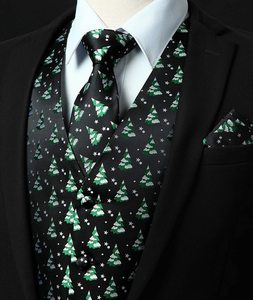 <strong>Men's</strong> Suit <strong>Vest</strong> Christmas <strong>Holiday</strong> Season Party Jacquard Waistcoats Necktie Pocket Square <strong>Vest</strong> Suit Set - Product Image 2