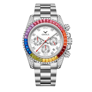 ONOLA 6842G Reloj de moda para hombres Reloj de oro rosa resistente al agua Reloj de diamantes de acero inoxidable de lujo - Product Image 6