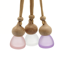 Flacon de parfum de voiture rond rose de 8 ml, flacon en verre givré conique, bouchon en bois, diffuseur d'huiles essentielles, populaire pour la voiture