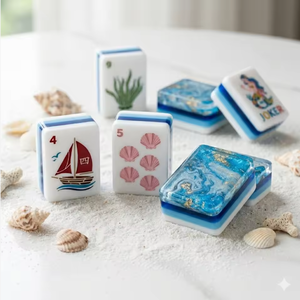 Juego de Mahjong Americano con Temática Oceánica, Fichas con Diseño Impreso en el Interior, para Reuniones Sociales, Colección, Venta al por Menor y al por Mayor - Product Image 3