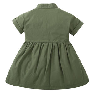Robe à manches courtes pour enfants filles, coton, vert, militaire, nouvelle collection d'europe, 2020 - Product Image 2