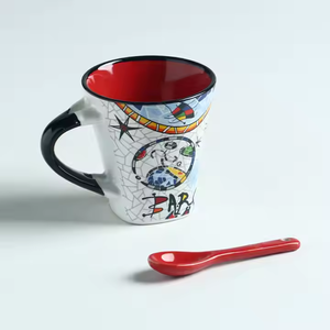 Taza de Cerámica de Diseño Clásico de <span class=keywords><strong>Barcelona</strong></span> Personalizada al por Mayor con Cuchara, Estilo Bohemio para Agua, Leche, Café, para Regalo de Recuerdo Turístico - Product Image 5