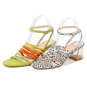 Sandálias femininas transparentes, sapatos de salto com 6cm, transparente, de bloco claro, para mulheres, verão 2020