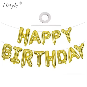 Hstyle Gold Happy Birthday Sign Banner palloncini, 16 pollici Mylar lettere palloncini Banner riutilizzabili per le decorazioni di <span class=keywords><strong>compleanno</strong></span> - Product Image 1