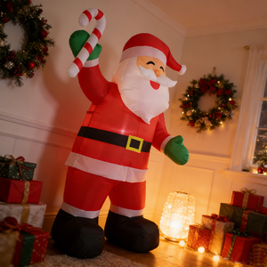 Santa Claus Inflable de 8 Pies con Bastón de Caramelo para Decoración Navideña de Jardín - Product Image 5