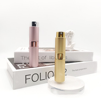 Vente en gros bouteille de pulvérisation d'atomiseur ronde en aluminium rechargeable portable 8 10 15 20 ml contenant de décantation vide recharge de bouteille de parfum