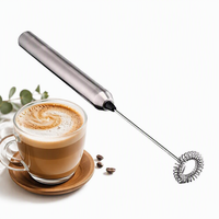 Mousseur à lait électrique portable en acier inoxydable, batteur à expresso manuel tactile, agitateur à café à piles, mousseur à lait
