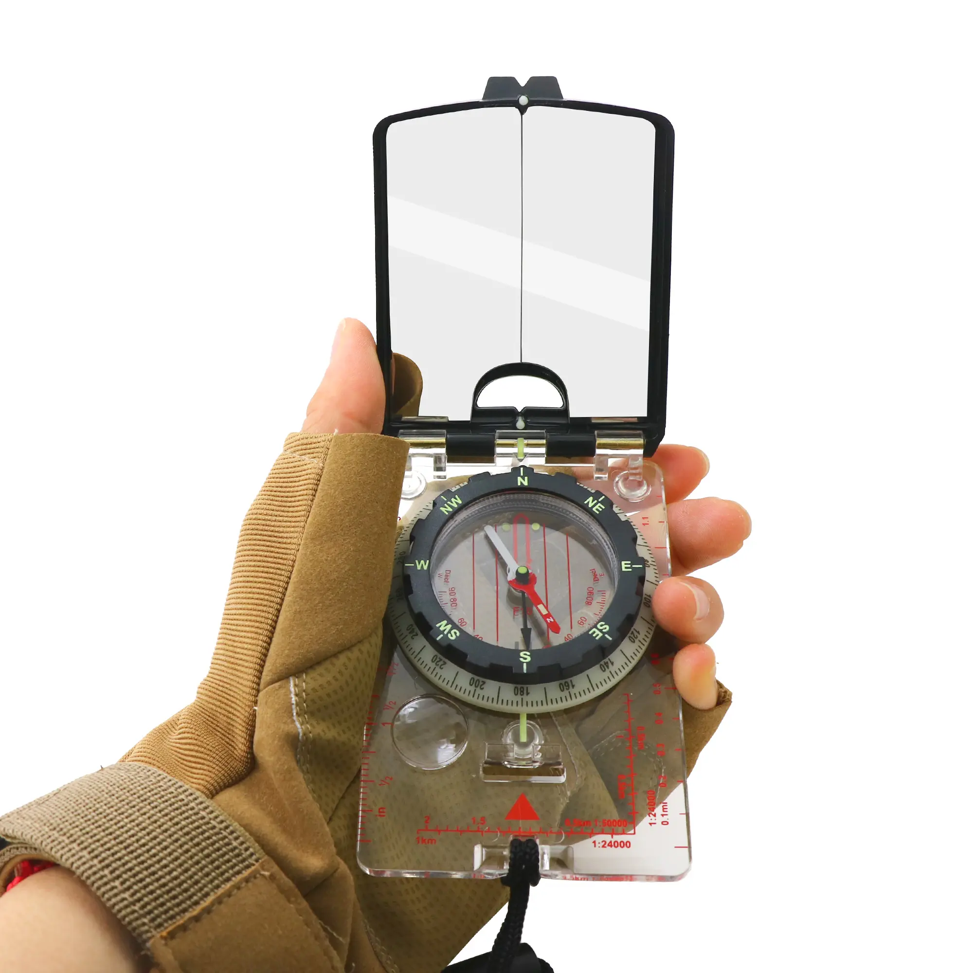 Compasso de bolso para visão ajustável, placa de base para visão de sobrevivência com espelho de emergência, novo produto com serviço do oem para venda