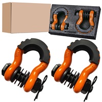 D Ring Shackle 2 Pack Heavy Duty Forged Bow Shackle with Rubber Isolator Off Road Recovery Towing Shackle Vehicle Rescue Gear
