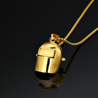 Collier pendentif casque de soudeur en acier inoxydable doré, chaîne maille forçat, bijoux industriels, cadeau homme femme, personnalisé OEM