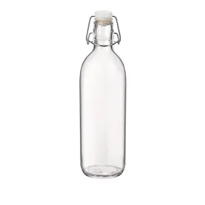 摆动顶部玻璃瓶1升带塞子的水瓶翻转顶部工厂价格玻璃饮水瓶