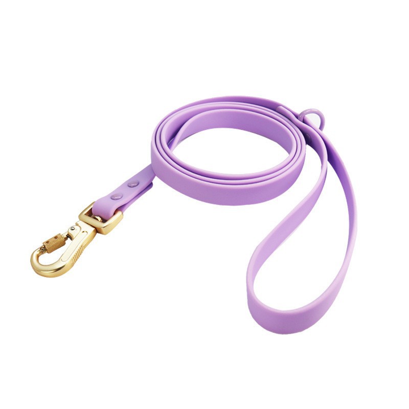 Luxury Pet Supplies Pvc Dog Leads Lilac PVC Coated Waterproof Webbing Water-Resistant Dog Strap with Golden Metallic Hook