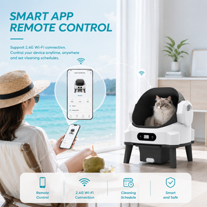 Bac à litière automatique intelligent 68L avec application Tuya, toilette pour animaux de compagnie de grande capacité pour les maisons multi-chats - Product Image 3