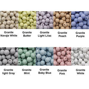 100 adet/torba DIY Anahtarlık Bileklik Kolye El Yapımı BPA İçermeyen Stok Renkli Granit Silikon Yuvarlak Boncuk Boncuklu Kalem için - Product Image 1
