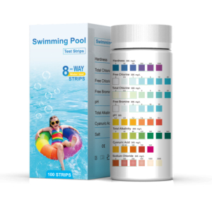 Kit de bandelettes de test pour <span class=keywords><strong>piscine</strong></span> : 125 unités, 8-en-1, pour l'analyse de l'eau salée des piscines et des spas - Product Image 3