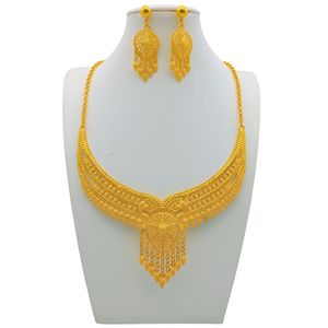 Gold Plated Alloy <b>Necklace</b> And Earring Sets For Women Flower Pattern Party Jewelry Fashion <b>Statement</b> Piece - Product Image 2