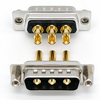 Konektor Kabel D-Sub 3W3 3 Pin Arus Tinggi Tipe Kawat Solder Pria Wanita Berlapis Emas Padat dengan Mur Pengunci Depan