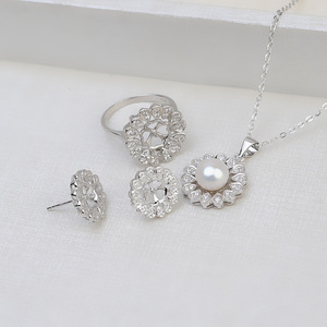 Juego de Anillos de Plata S925 para Hacer Joyas, con Perlas, Redondos, para Pendientes, Cabeza y Cara, Cerrados/Extremos Ciegos, Modelo 1316, Joyería de Moda - Product Image 1