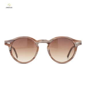 Lunettes de soleil rondes vintage Havana rétro en acétate, monture intégrale, verres dégradés UV400, logo personnalisé, unisexe, cadeau pour adulte, pour <span class=keywords><strong>la</strong></span> plage et les escapades en ville - Product Image 1